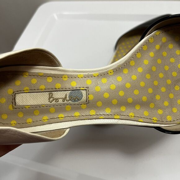 Boden Navy Cream Pointed Toe Leather Lined Slip On Flats Shoes Eu 37.5, US 7 - Picture 3 of 6